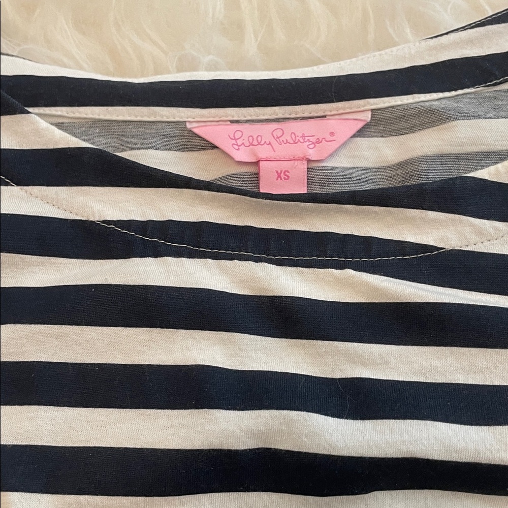 Lilly Pulitzer Navy and Cream Striped Tee